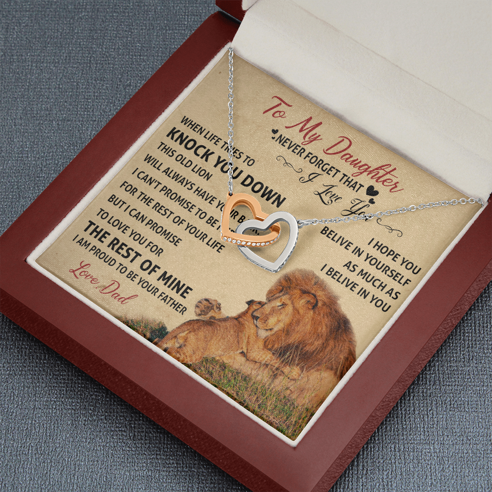 3D Necklace To My Daughter Cute Birthday Gift from Dad I LOVE YOU Lion Dad Fathers