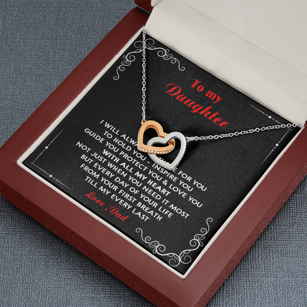 N351D To My Daughter Love Dad - Father and Daughter Necklace Heart Gift from Daddy