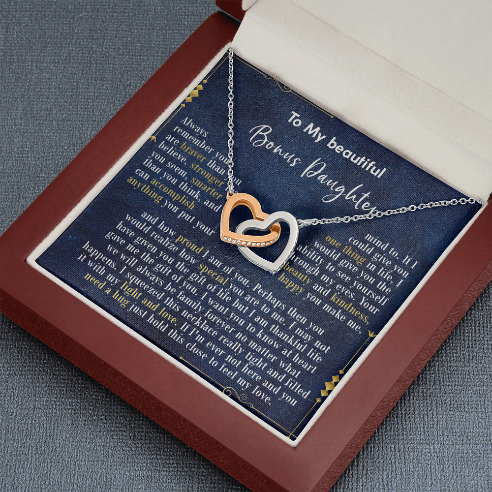 126D Necklace To My Beautiful Bonus Daughter, Daughter Birthday Gift, I Love Daughter