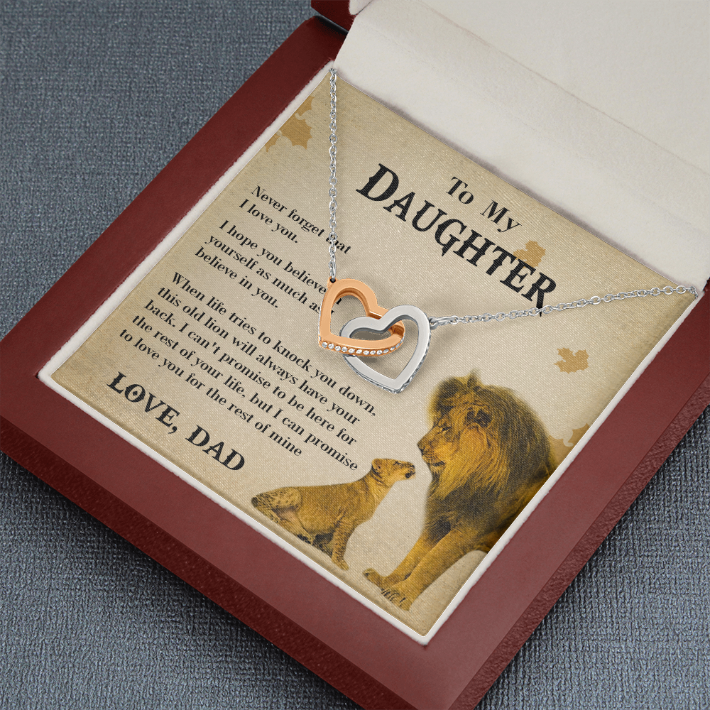 127D Necklace To My Daughter Lion, Daughter Birthday Gift, Lion Dad Necklace Gift
