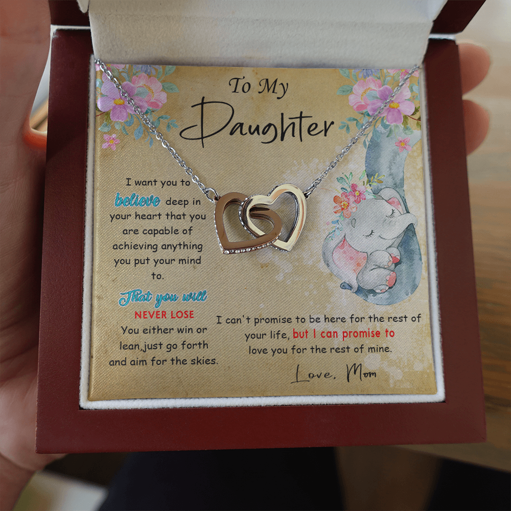 139D To My Daughter Necklace, Perfect Gift for Daughter From Elephant Mom, I Love You