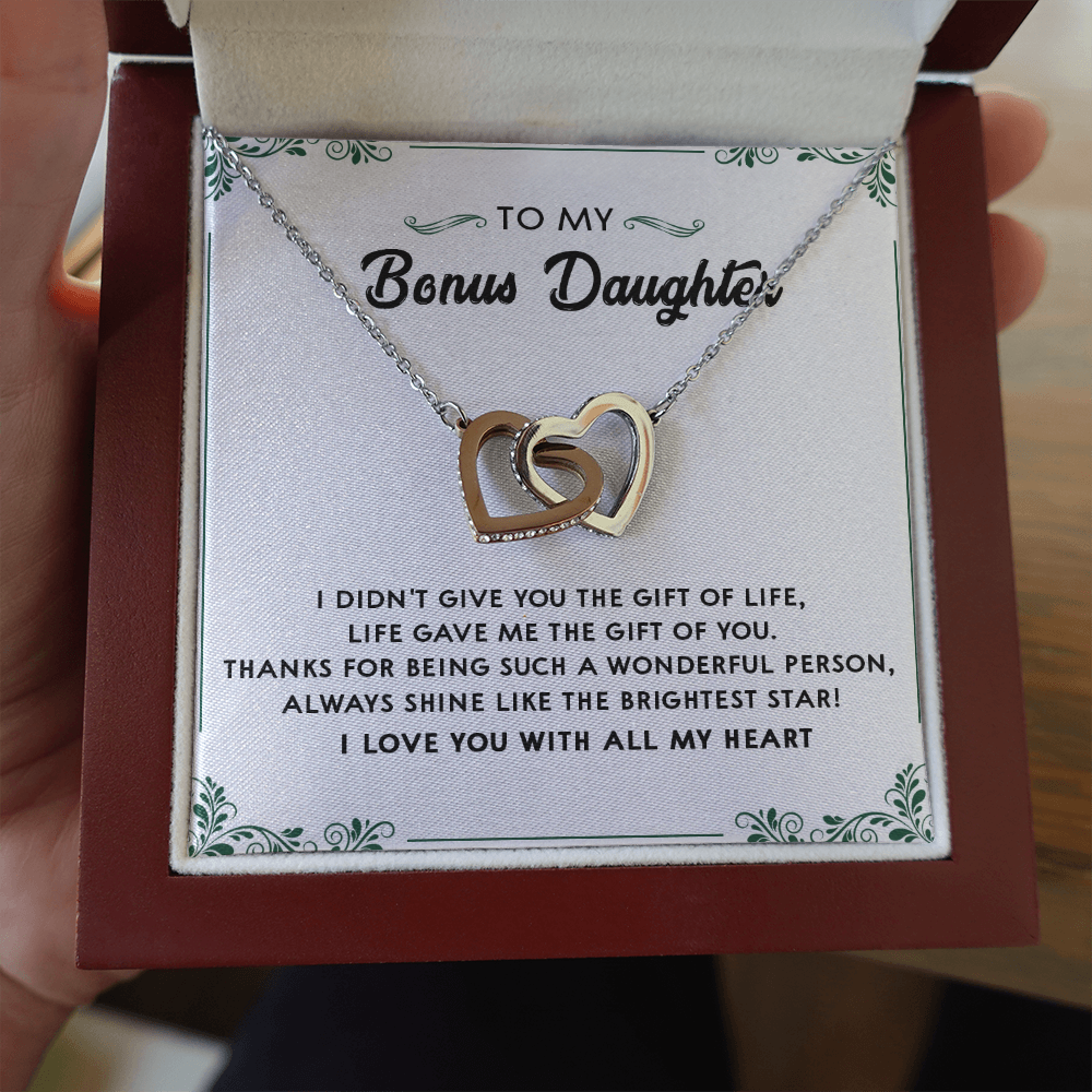 137D Perfect Gift for Bonus Daughter, Daughter Necklace, I Love You With All My Heart