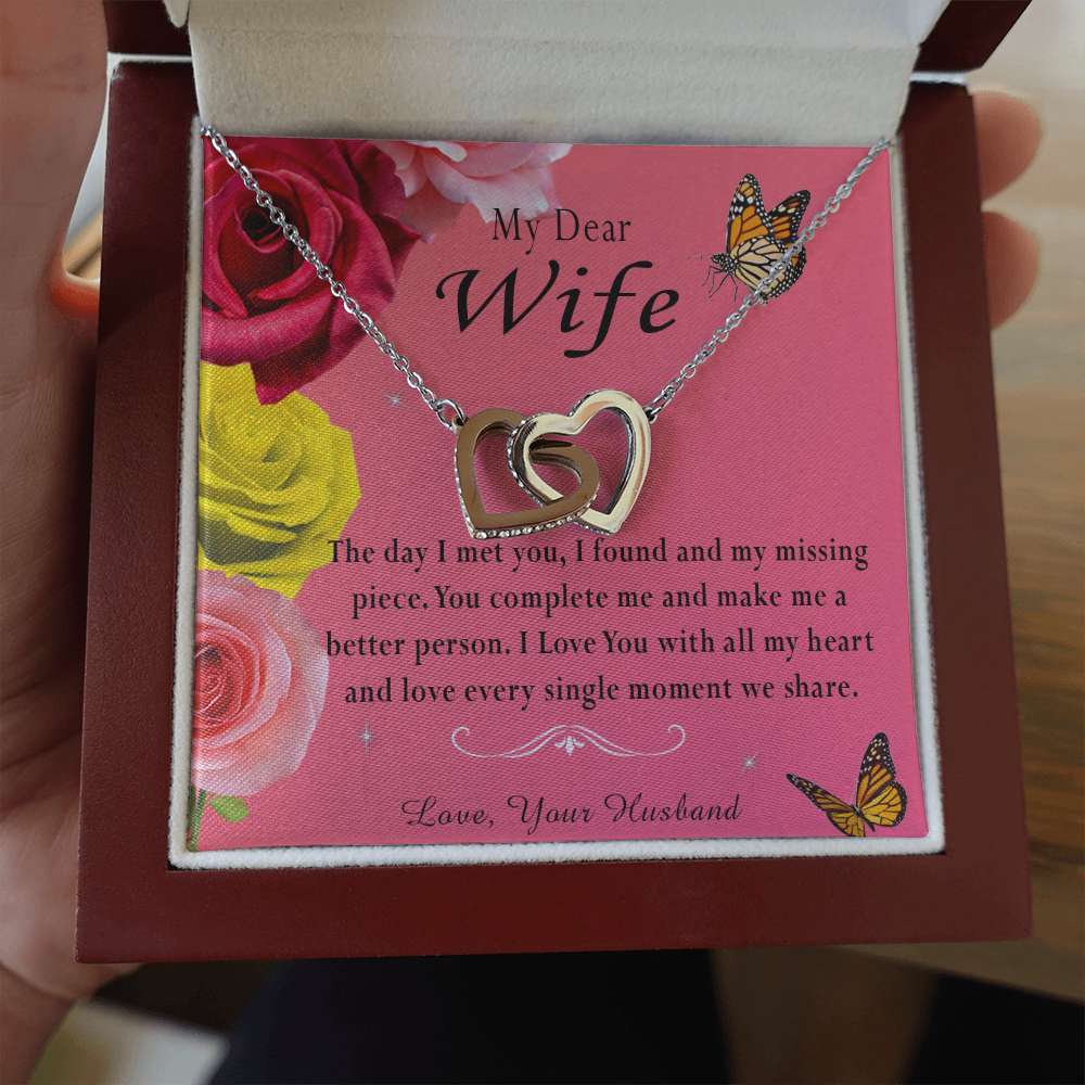 135D Necklace My Dear Wife, Necklace Gift for Wife From Husband, Birthday Gift