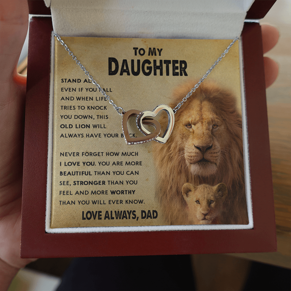 154D To My Daughter Lion, Necklace Gift From Lion Dad, Daughter Birthday Necklace