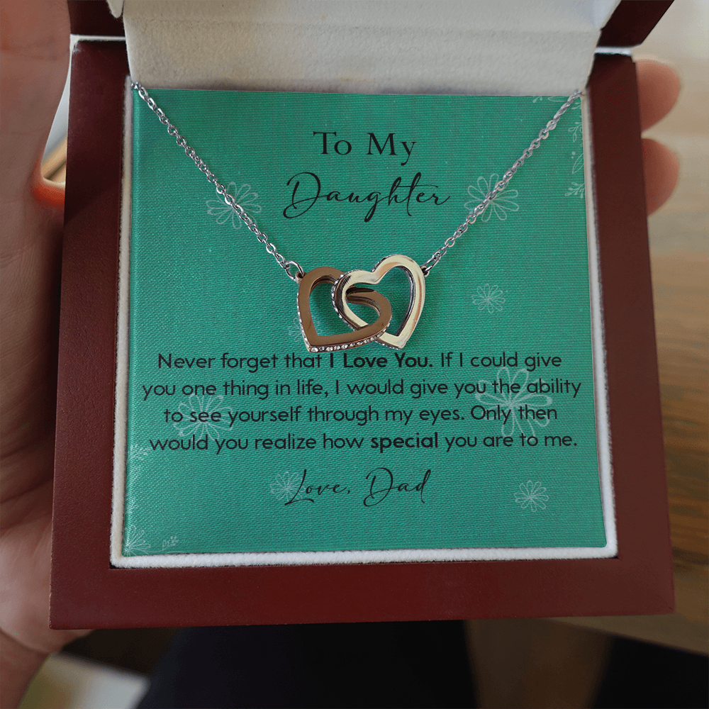 120D Necklace To My Daughter Gift From Dad, Never Forget That I LOVE YOU, Birth Gift