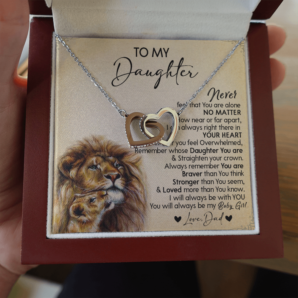128D Necklace To My Daughter, Gift for Daughter, Birthday Gift, Lion Dad Necklace