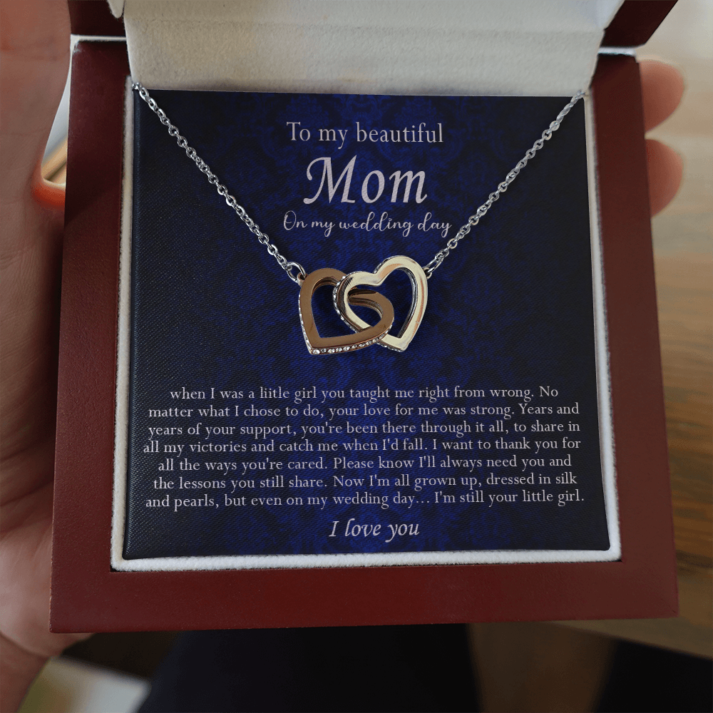 138D Necklace To My Beautiful Mom On My Wedding Day, I Love You Always Necklace Gift