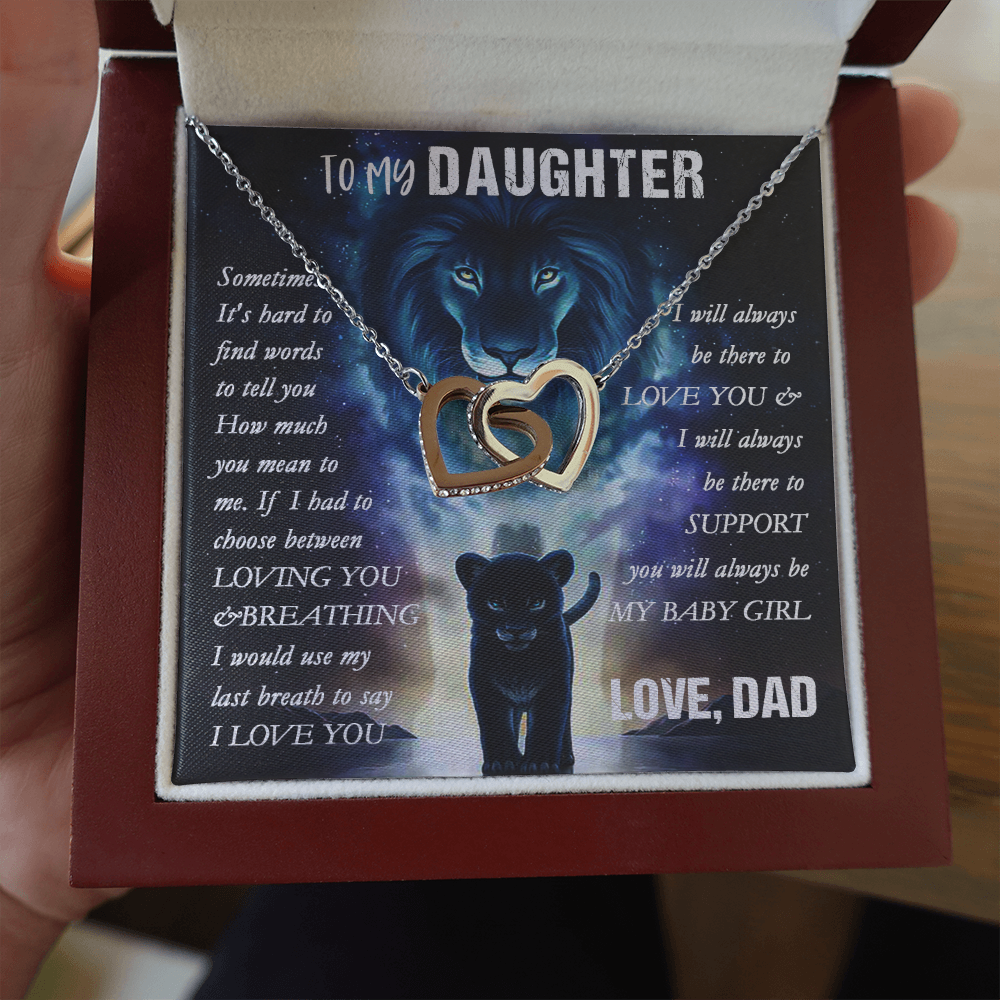 14D To my Lion Daughter Necklace, Lion Dad Gift for Daughter, My Baby Girl Necklace