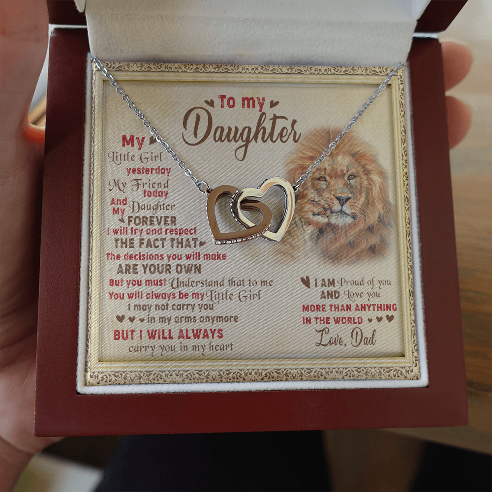143D Necklace To My Daughter Lion, I Love Daughter Lion Dad Gift, Perfect Birth Gift