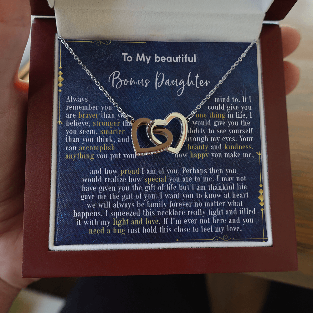 126D Necklace To My Beautiful Bonus Daughter, Daughter Birthday Gift, I Love Daughter