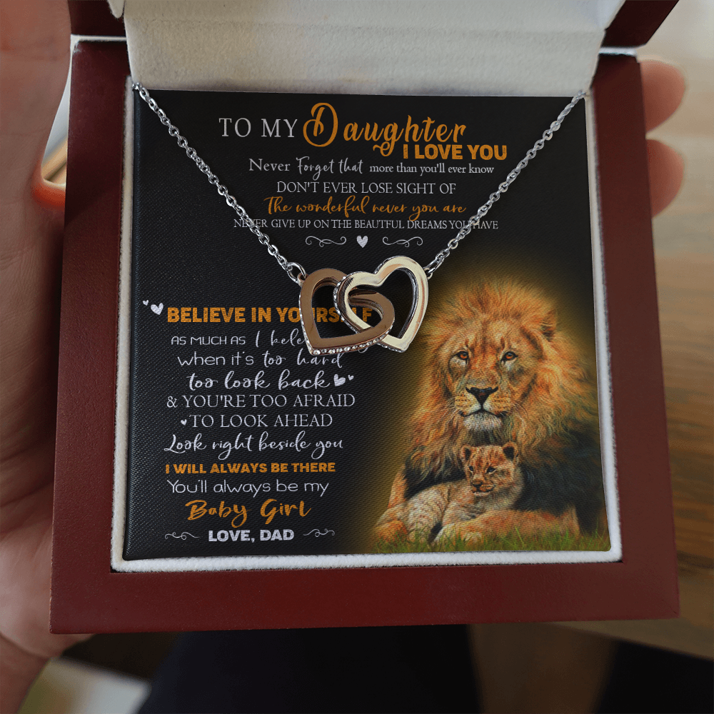 8D To My Daughter Necklace, Gift for Her/Women, Love You Daughter Lion Dad Necklace