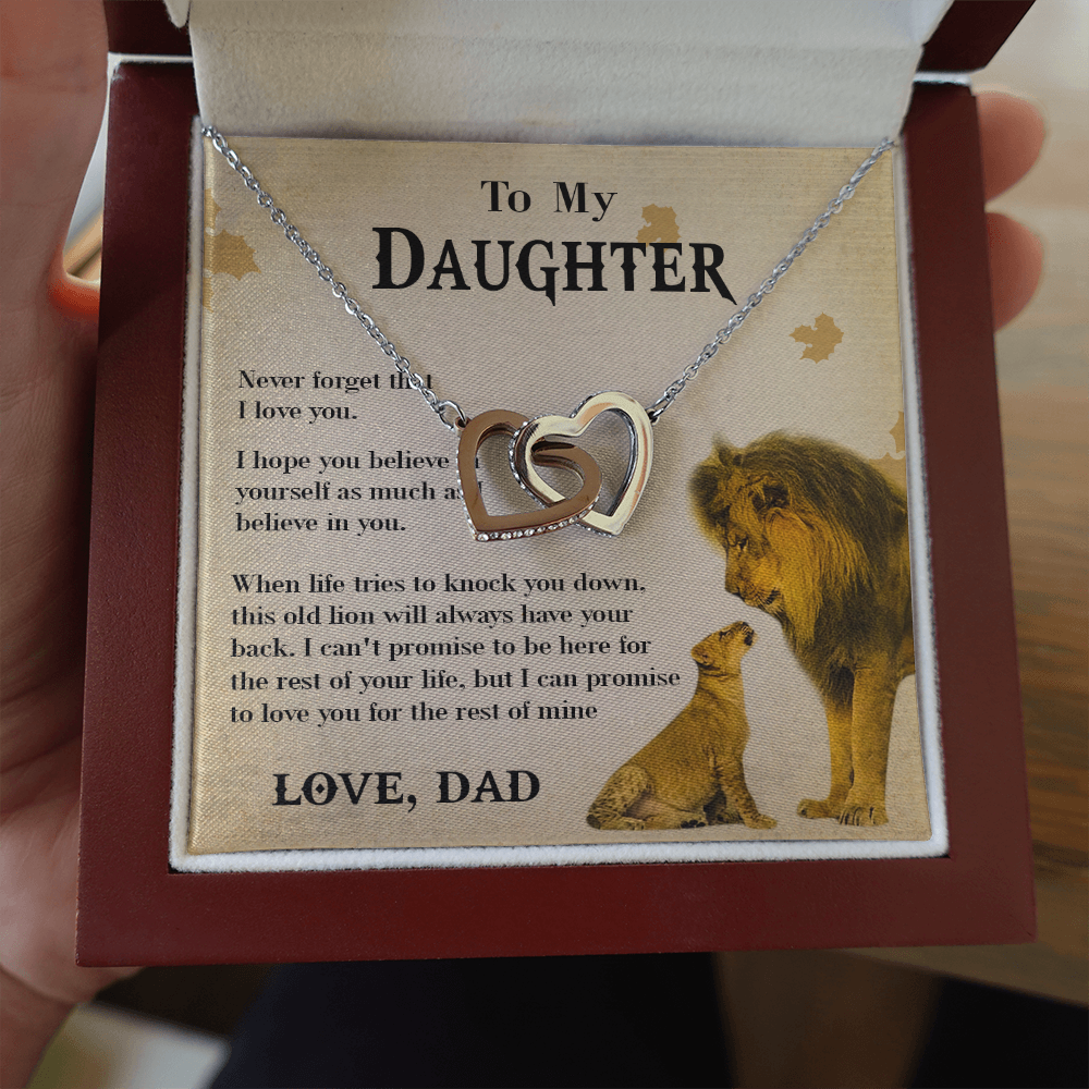 127D Necklace To My Daughter Lion, Daughter Birthday Gift, Lion Dad Necklace Gift