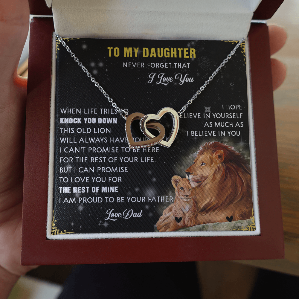 N354D To My Daughter Necklace, Gift For Daughter From Dad, Daughter Father Lion
