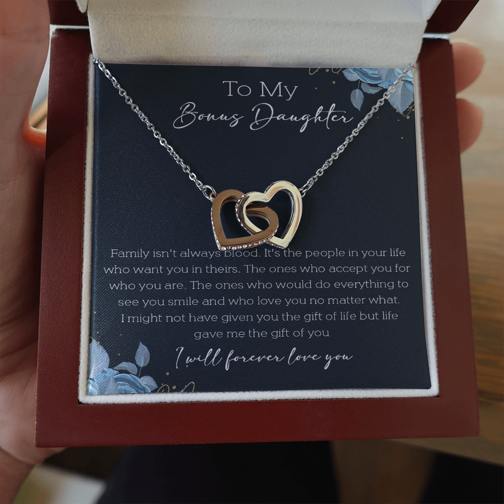 21D Cute Necklace To My Bonus Daughter, Necklace Gift for Her, Daughter From Mom Dad
