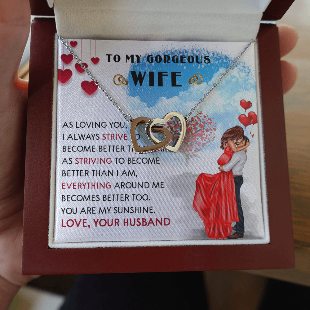 252D Necklace To My Gorgeous Wife, Love Gift for Her From Husband, Couple Necklace