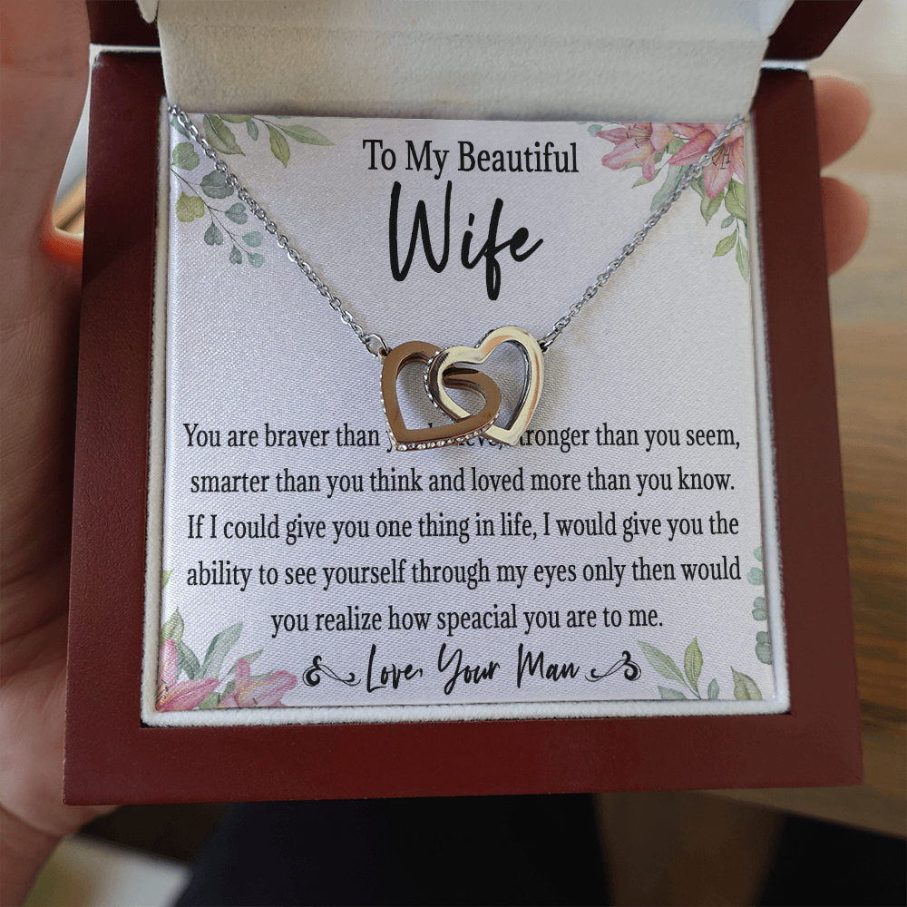 65D Love Gift To My Beautiful Wife, Women Necklace for Her, Birthday from Husband