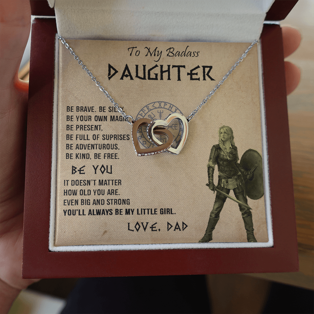 20D Viking Necklace Gift for Badass Daughter, Necklace Gift for Her From Viking Dad