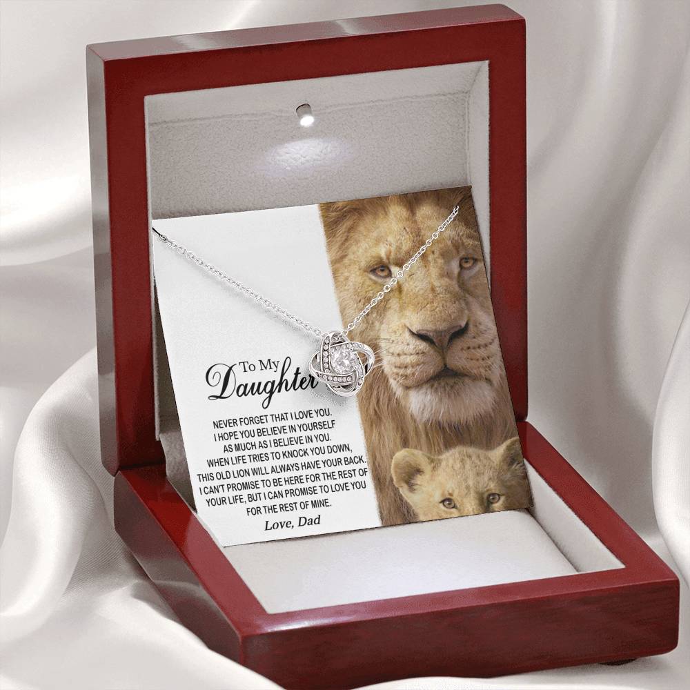 To My Daughter From Dad Lion Jewelry Love Knot Necklace Gift For Women, Girl
