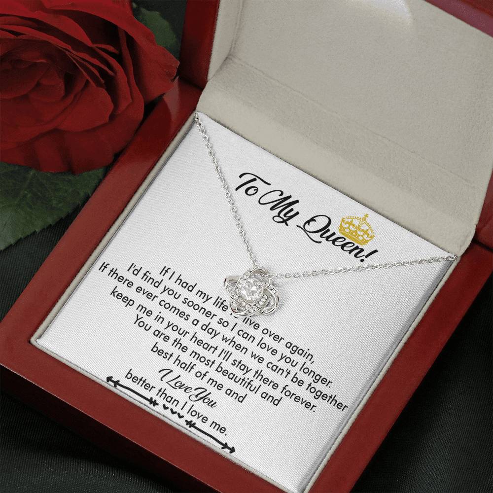 To My Crowned Queen Love Knot Necklace Gift, Birthday Gift, Mother's Day Gift
