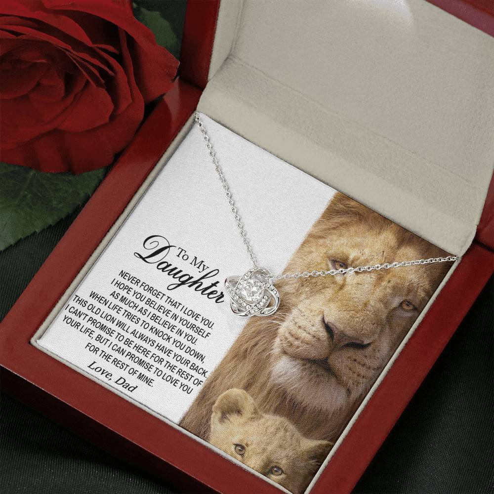 To My Daughter From Dad Lion Jewelry Love Knot Necklace Gift For Women, Girl