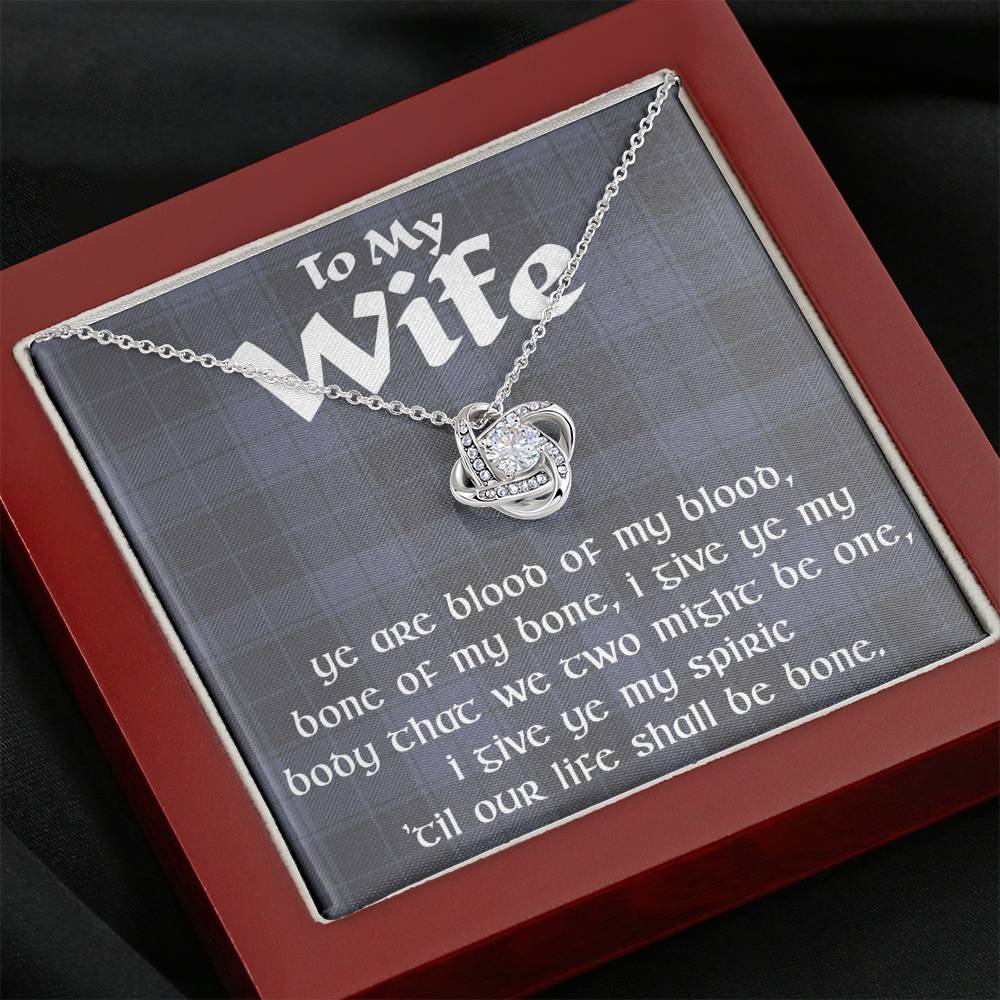 To My Wife Celtic Love Knot Pendant Necklace, Gift For Wife, Anniversary Jewelry