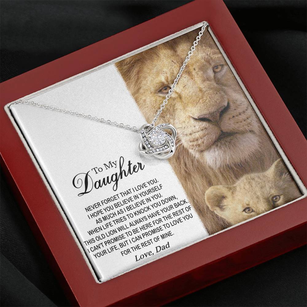 To My Daughter From Dad Lion Jewelry Love Knot Necklace Gift For Women, Girl