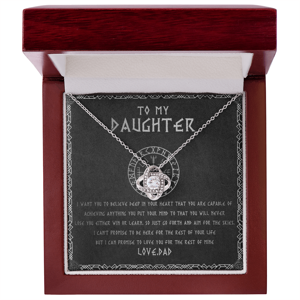 55A To My Daughter From Viking Dad, Gift For Viking Daughter Love Knot Necklace