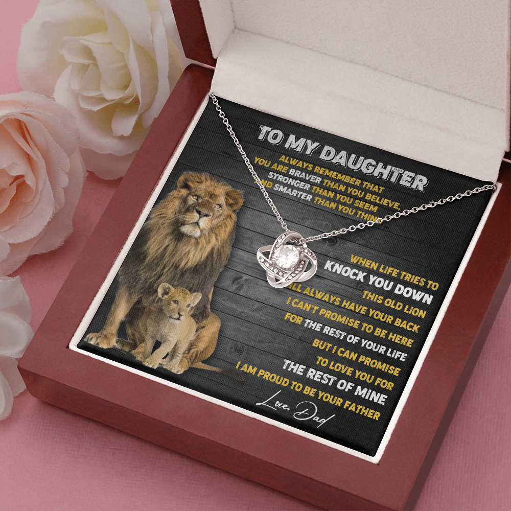 N374A To My Daughter Necklace, Xmas Gift For Daughter From Dad, Daughter Father Lion