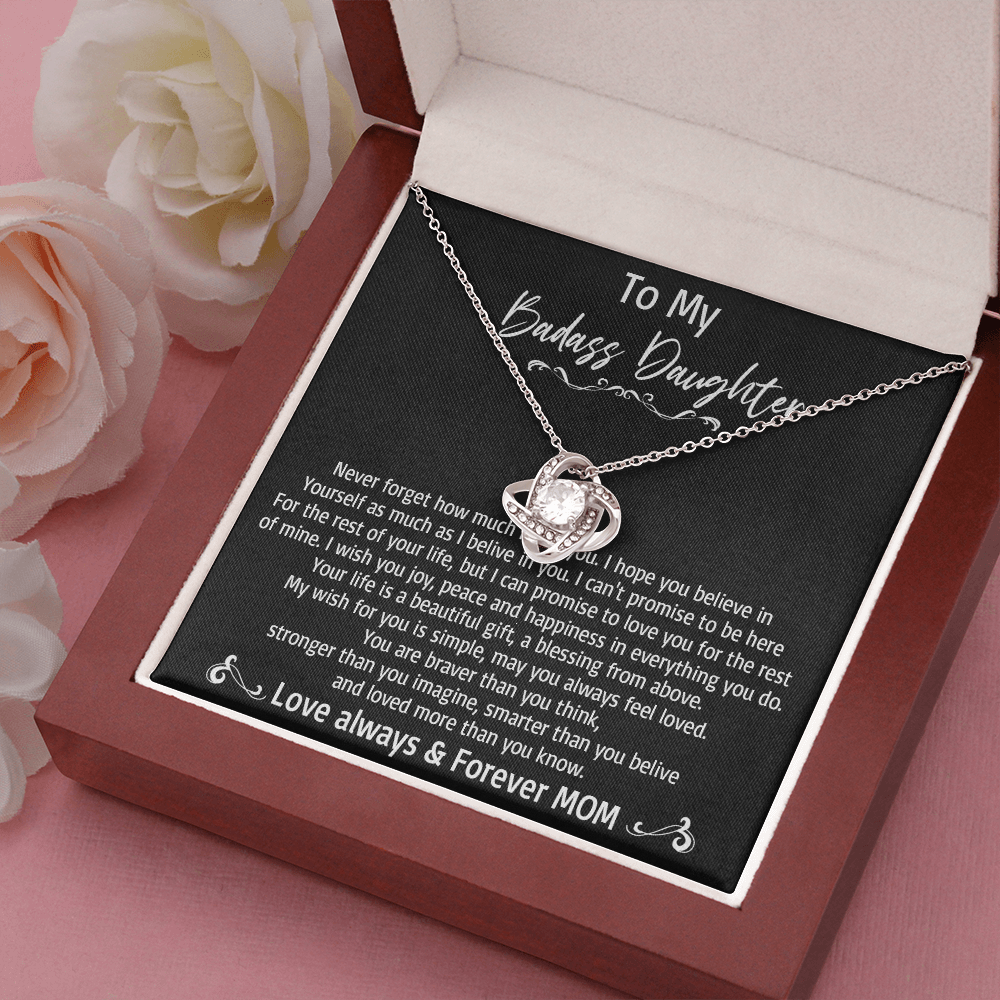 36A To My Badass Daughter Necklace, Love Always & Forever Mom, Gift From Mom