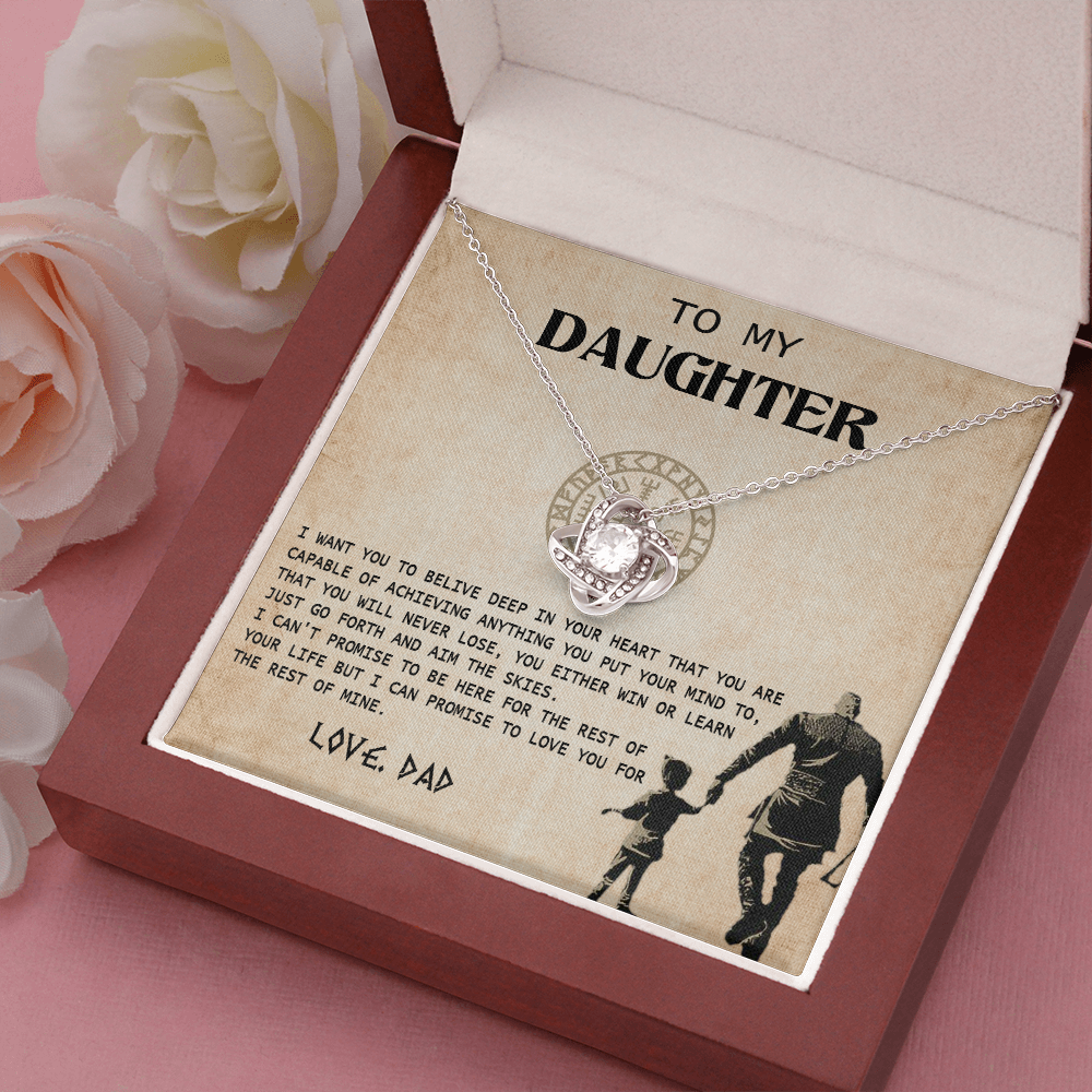 N370A To My Daughter From Viking Dad - Gift For Viking Daughter Love Knot Necklace