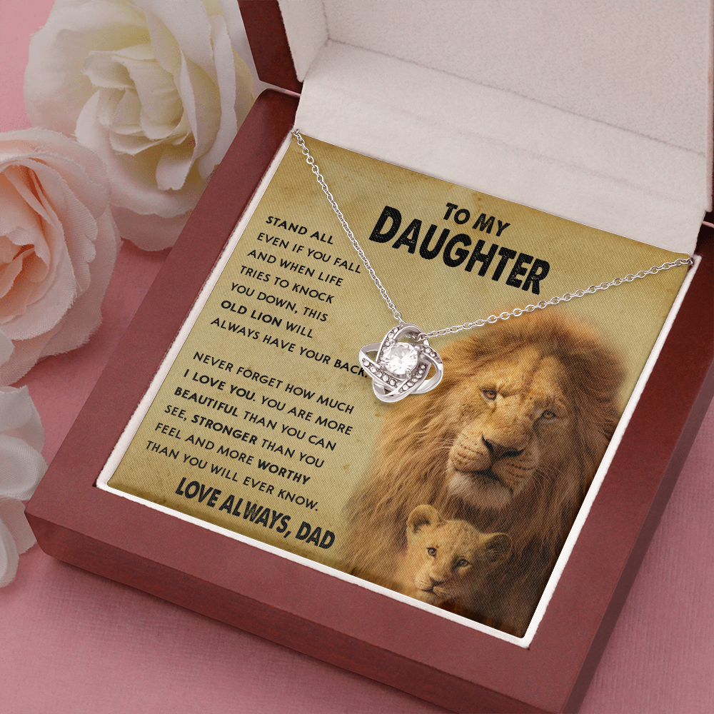 154A To My Daughter Lion, Necklace Gift From Lion Dad, Daughter Birthday Necklace