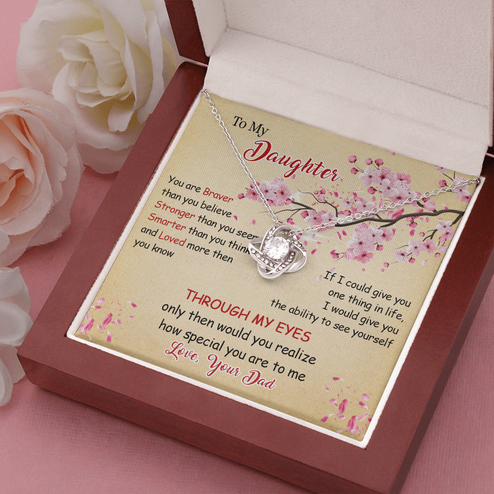 N366A To My Daughter Forever Love Heart Necklace, Birthday gift for Daughter from Dad