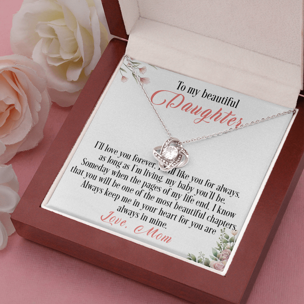 31A To My Beautiful Daughter Love Knot Necklace, I Love You, Gift For Daughter
