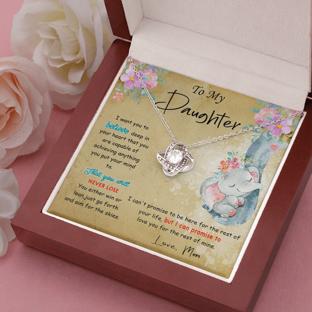 139A To My Daughter Necklace, Perfect Gift for Daughter From Elephant Mom, I Love You