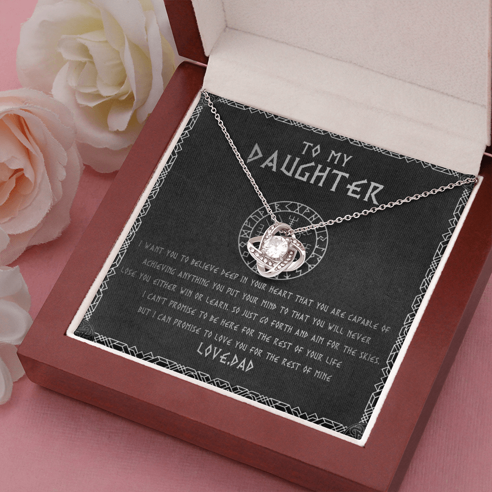55A To My Daughter From Viking Dad, Gift For Viking Daughter Love Knot Necklace