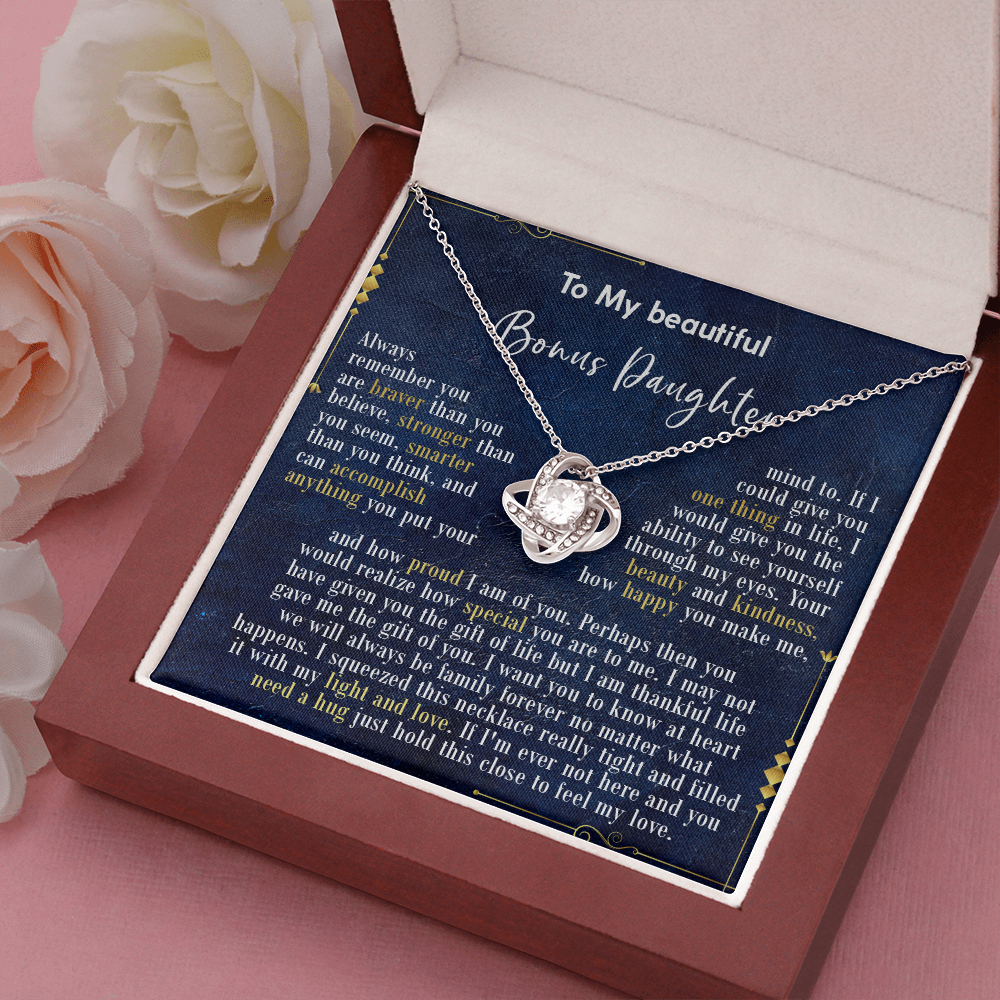 126A Necklace To My Beautiful Bonus Daughter, Daughter Birthday Gift, I Love Daughter
