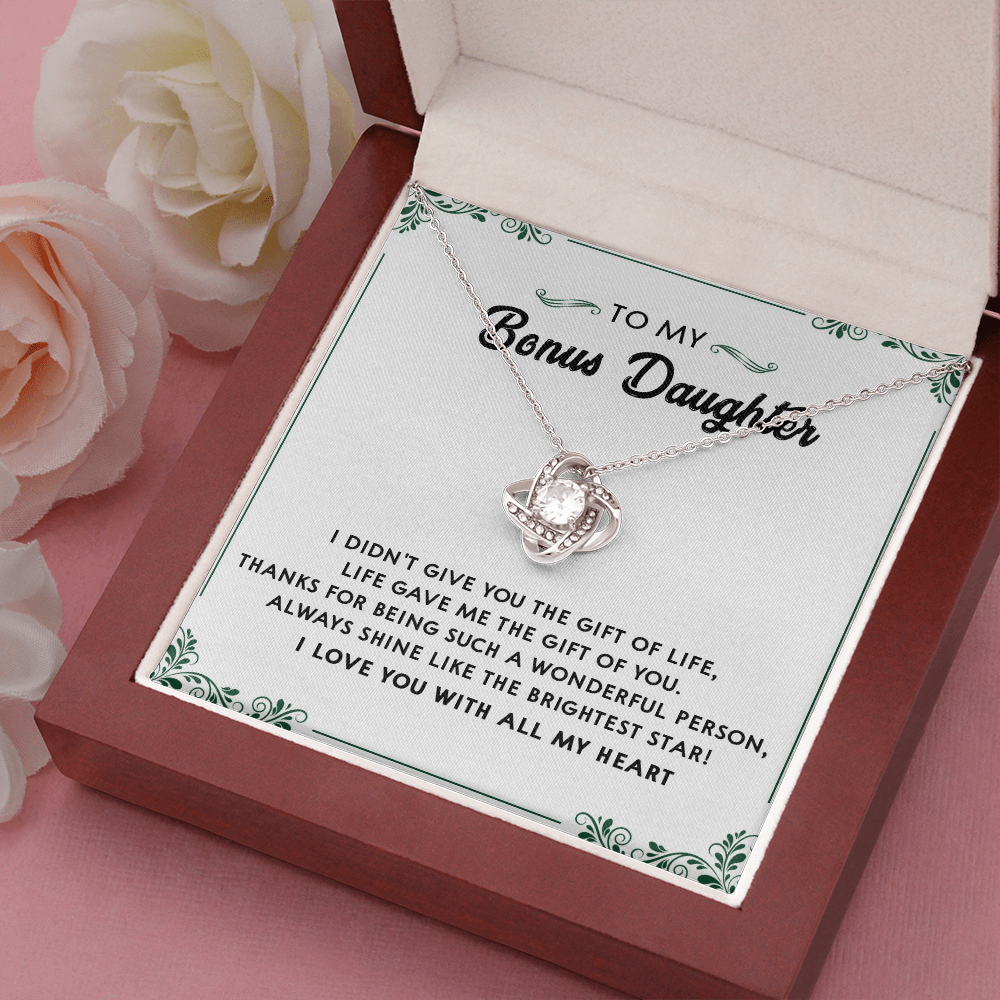 137A Perfect Gift for Bonus Daughter, Daughter Necklace, I Love You With All My Heart