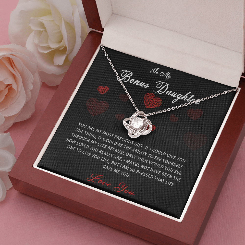 N361A To My Bonus Daughter Necklace, Step Daughter Gift From Stepdad, Stepmom