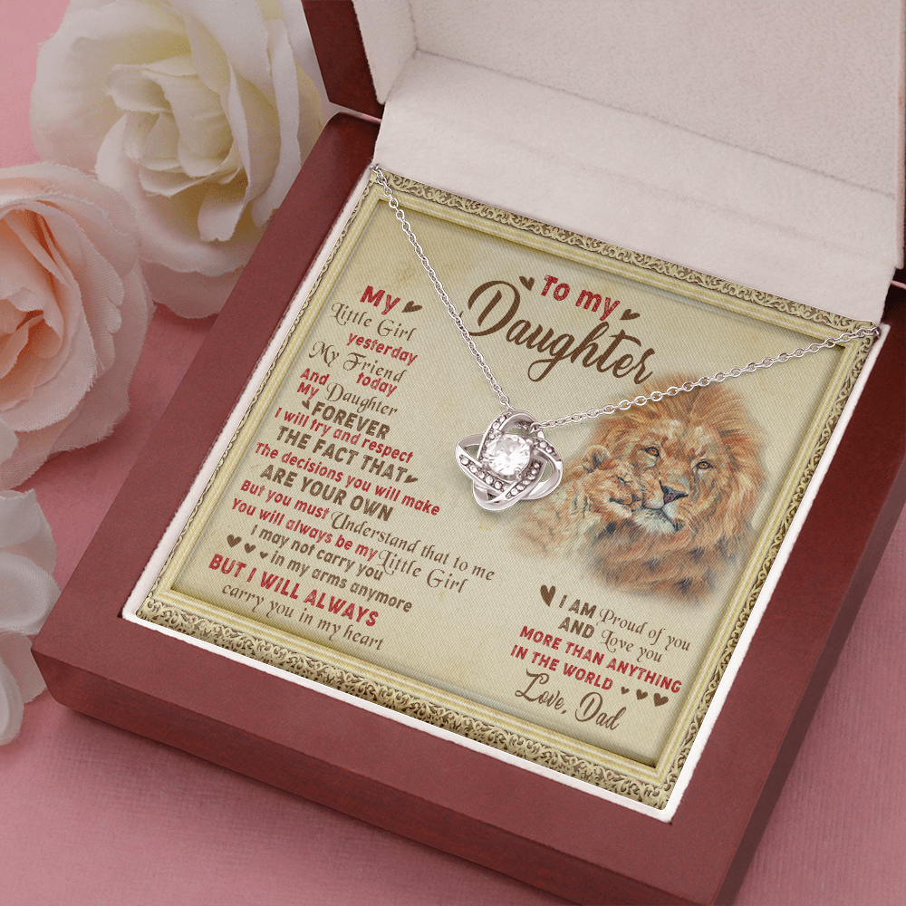 143A Necklace To My Daughter Lion, I Love Daughter Lion Dad Gift, Perfect Birth Gift