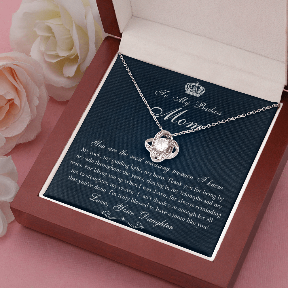 142A Necklace To My Badass Mom, Amazing Woman Necklace, I Love Mom Gift From Daughter