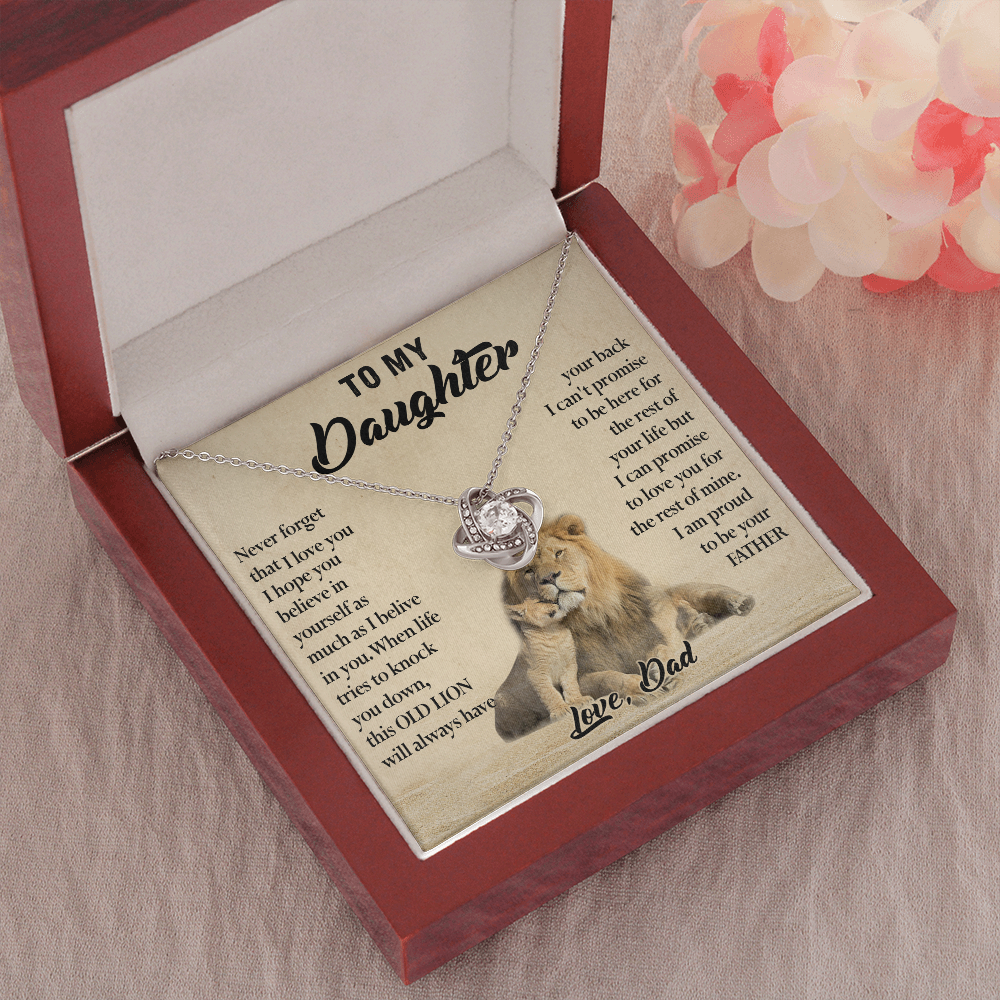 124A Necklace To My Daughter, Lion Daughter Birthday Gift from Lion Dad Necklace