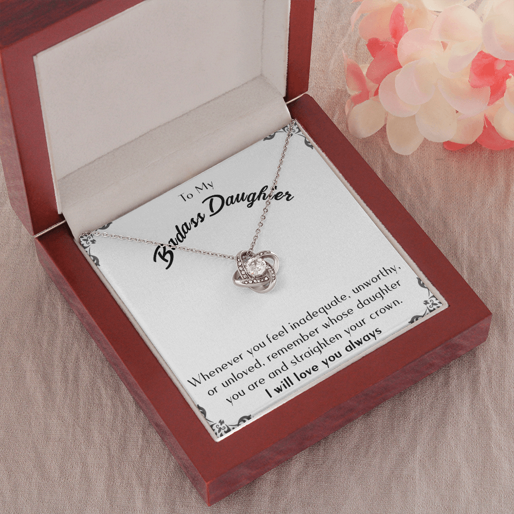 175A Necklace To Badass-Daughter, Daughter Necklace, I LOVE YOU Always From Dad Mom