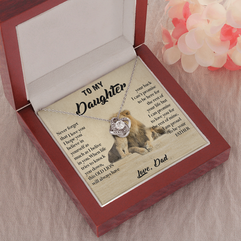 124A Necklace To My Daughter, Lion Daughter Birthday Gift from Lion Dad Necklace