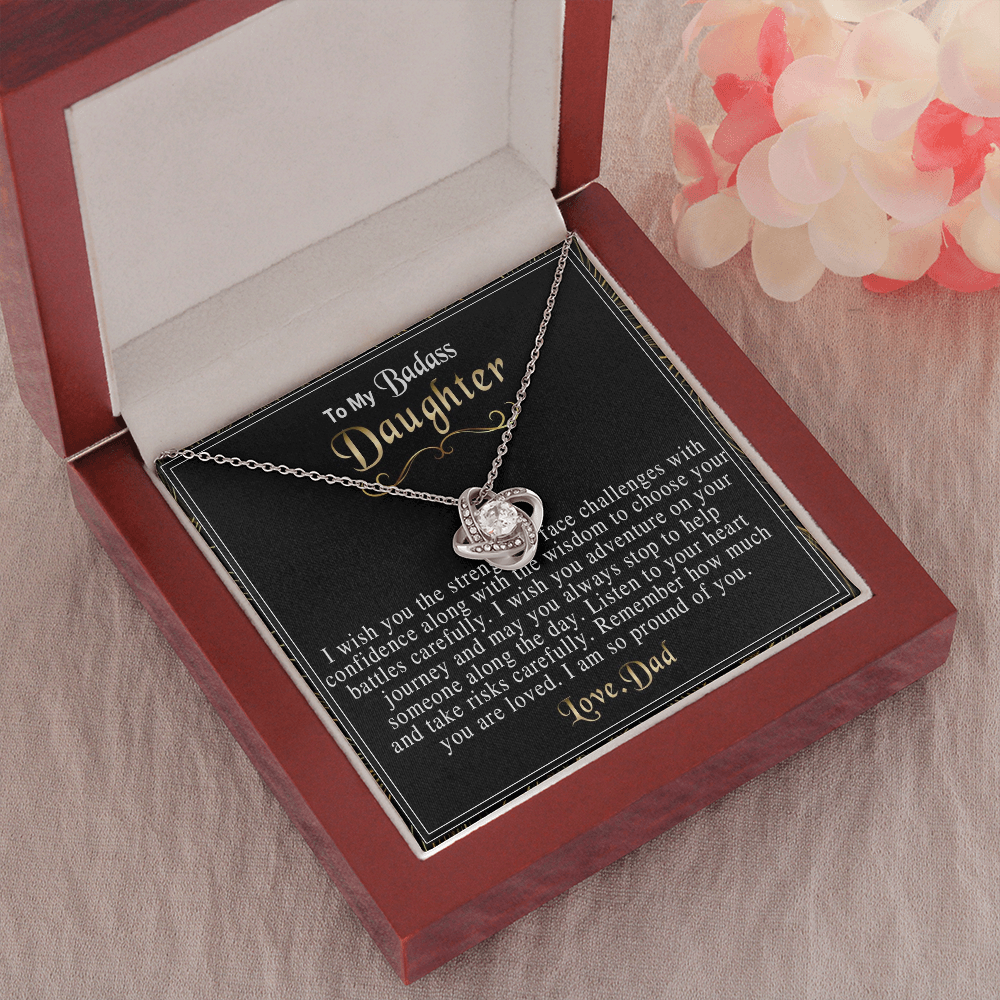 5A To My Badass Daughter Necklace From Dad, Badass Daughter Necklace Birthday Gifts