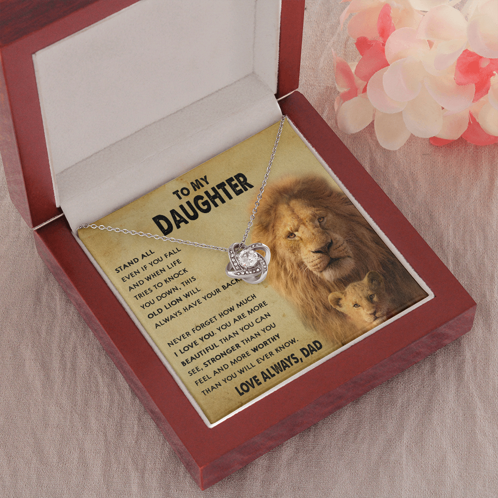 154A To My Daughter Lion, Necklace Gift From Lion Dad, Daughter Birthday Necklace