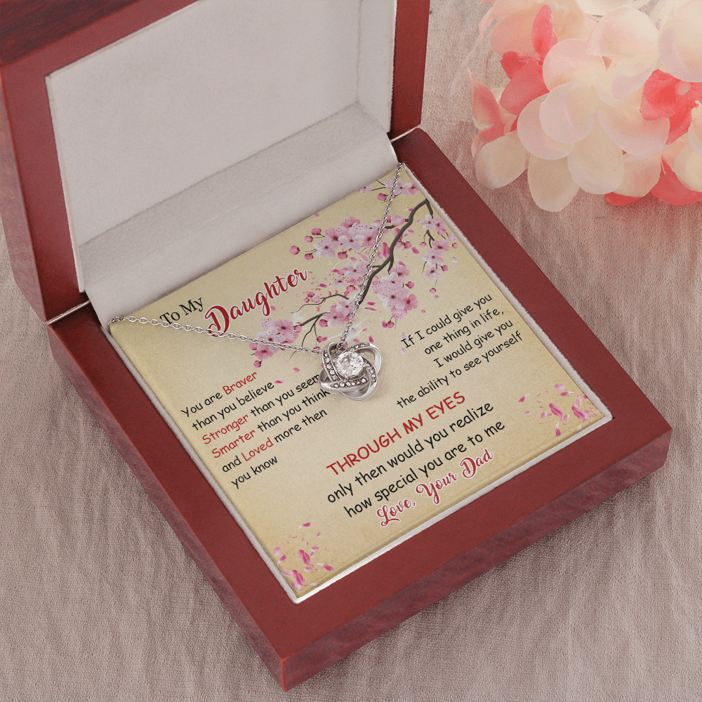 N366A To My Daughter Forever Love Heart Necklace, Birthday gift for Daughter from Dad