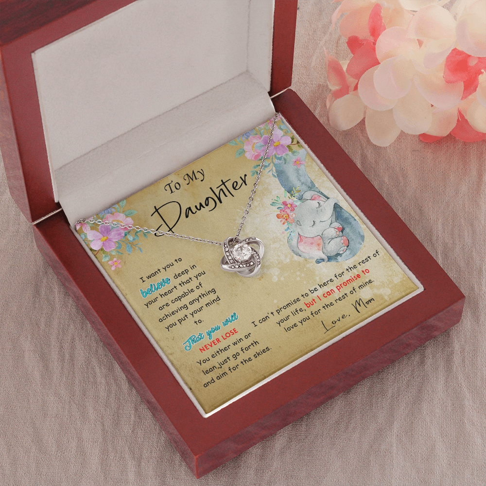 139A To My Daughter Necklace, Perfect Gift for Daughter From Elephant Mom, I Love You
