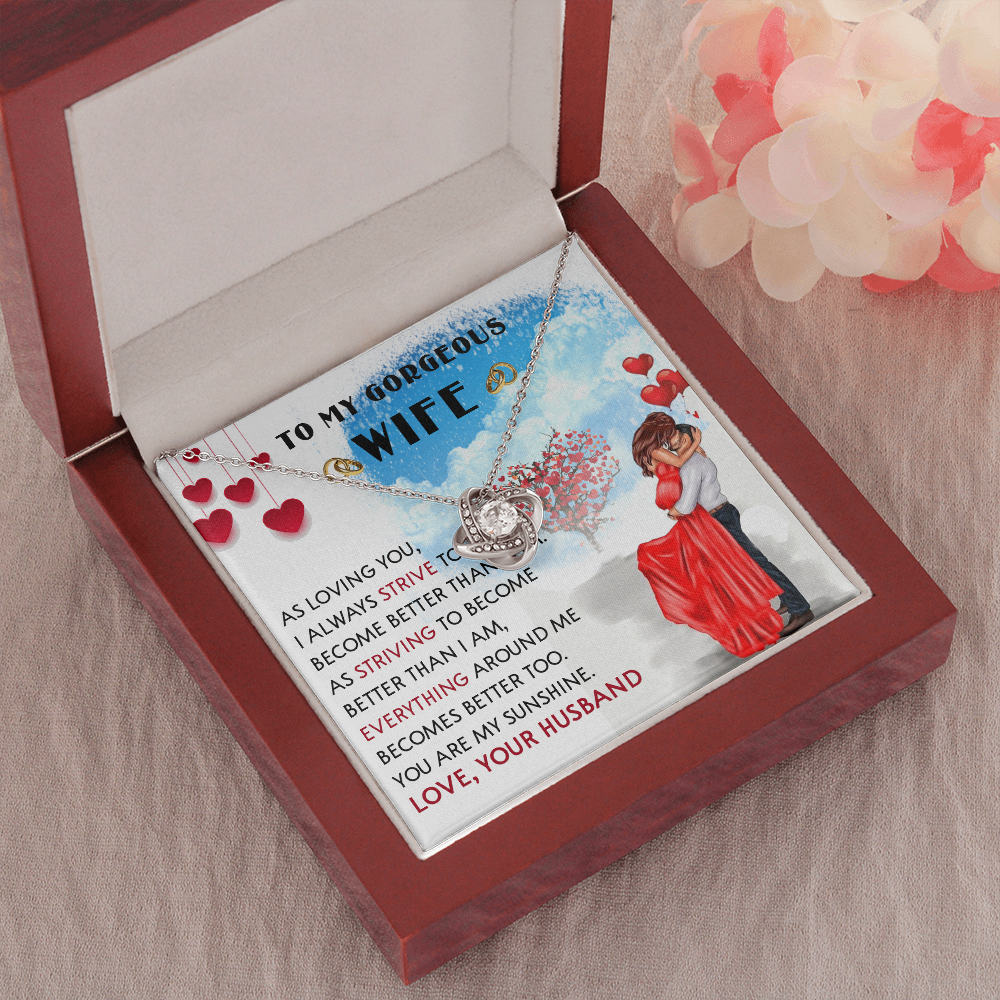 252A Necklace To My Gorgeous Wife, Love Gift for Her From Husband, Couple Necklace