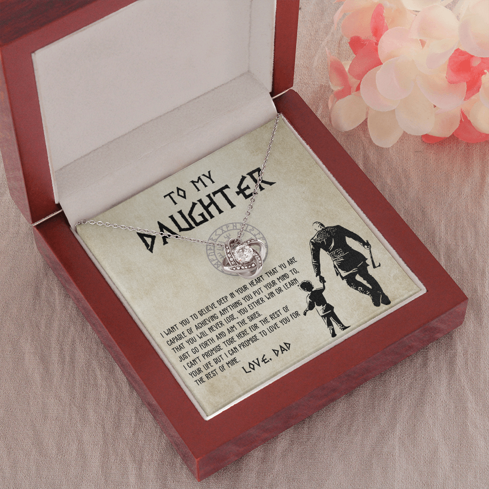 To My Daughter From Viking Dad - Gift For Viking Daughter Love Knot Necklace 7