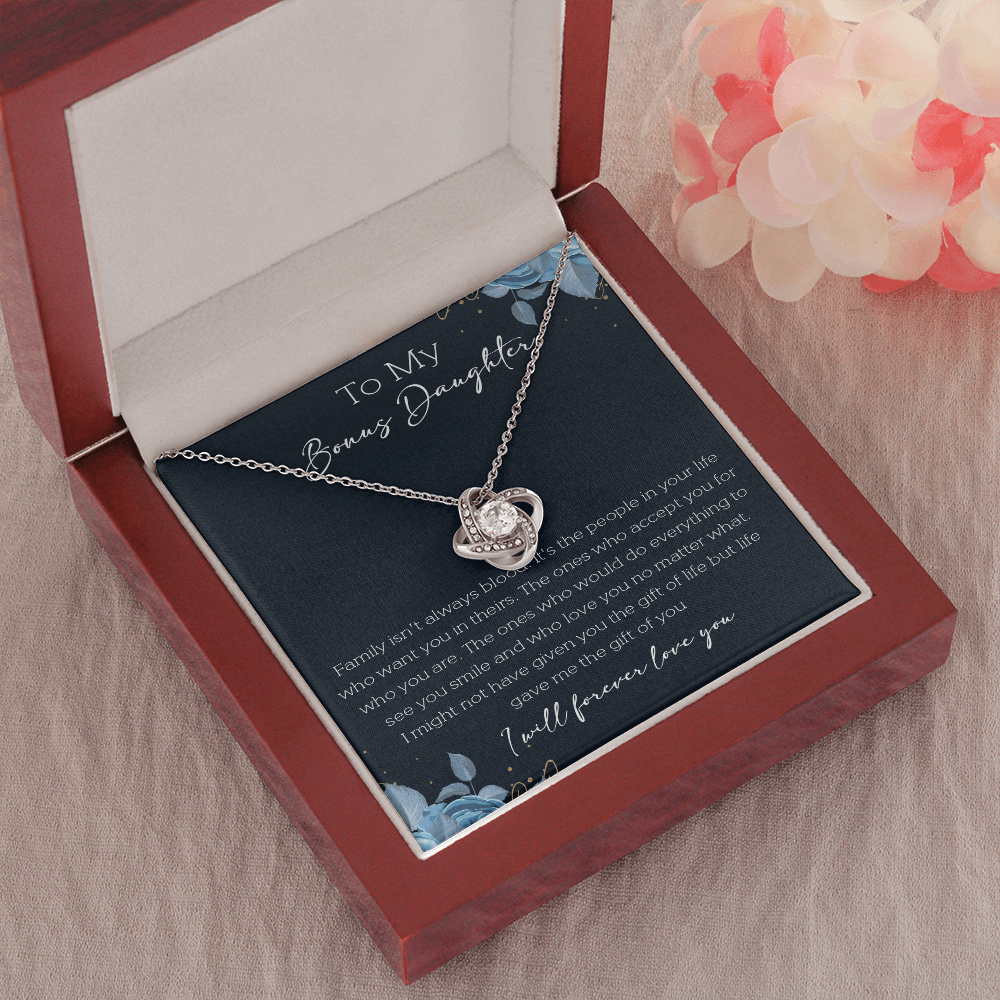 21A Cute Necklace To My Bonus Daughter, Necklace Gift for Her, Daughter From Mom Dad